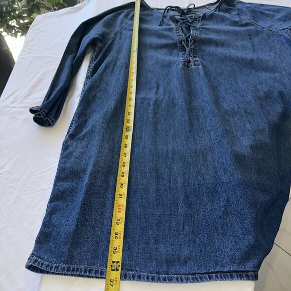 Ralph Lauren Denim Tunic Dress With Lace-Up Front & Pockets size XL - Picture 10 of 11